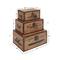 Set of 3" Brown Wood Vintage Trunk, 17", 15", 12"